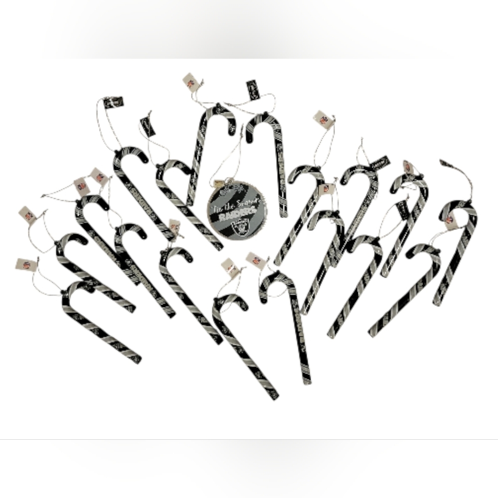 NFL LOS ANGELES RAIDERS Sports Candy Cane Christmas Ornaments  (19 Total)